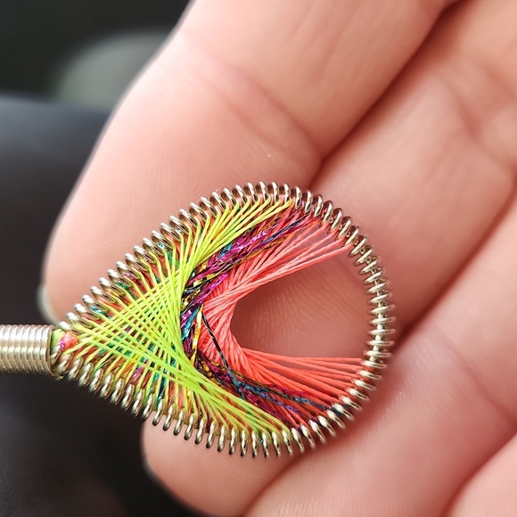 Spirit Of Nature colorful Woven Thread Teardrop statement Earrings - Picture 6 of 6